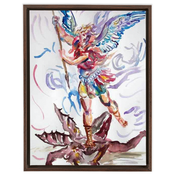 St. Michael and the Devil - Framed Traditional Stretched Canvas