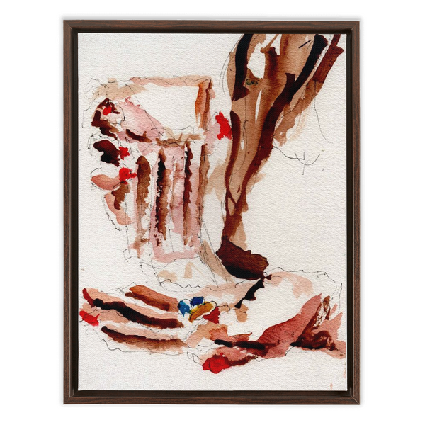 Hand and Glass - Framed Canvas Wraps