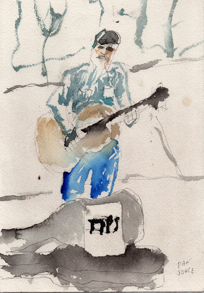 Original watercolor painting - Street Musician - Dan Joyce art
