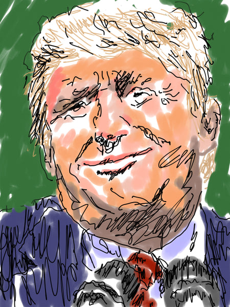 Signed iPad drawing and print - Donald Trump - Dan Joyce art