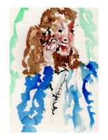 Original signed watercolor painting - Girlfriend Talking on the Phone - Dan Joyce art