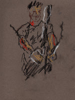Original signed pastel drawing on toned paper - Tom at the Gym - Dan Joyce art