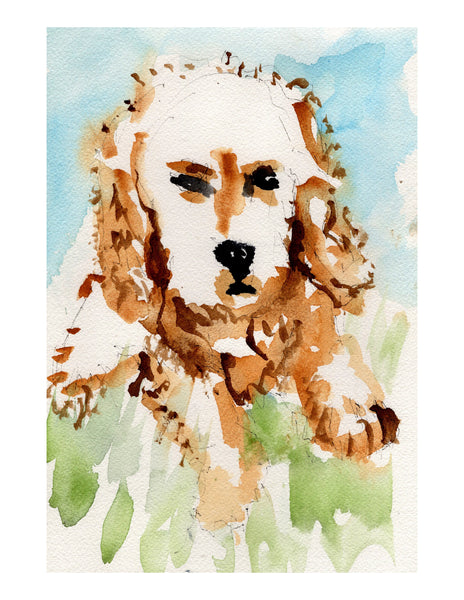 Original signed watercolor painting - Puppy Dog - Dan Joyce art