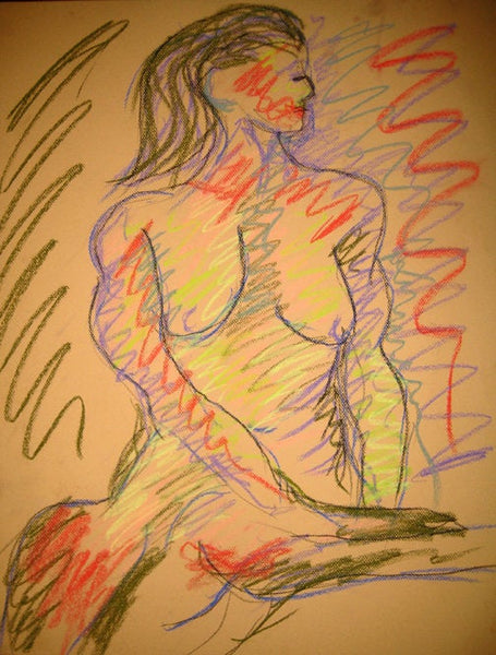 Signed original life drawing pastel sketch on toned paper - Nude #11 - Dan Joyce art