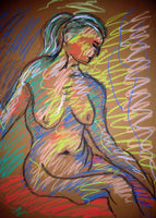 Signed original life drawing pastel sketch on toned paper - Nude #12 - Dan Joyce art