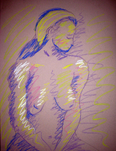 Signed original life drawing pastel sketch on toned paper - Nude #17 - Dan Joyce art