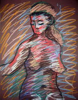 Signed original life drawing pastel sketch on toned paper - Nude #21 - Dan Joyce art