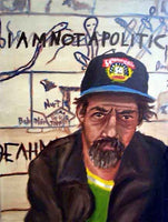 Original 30x40 oil painting on canvas by Dan Joyce - The Homeless Series - I Am Not A Politic - Dan Joyce art