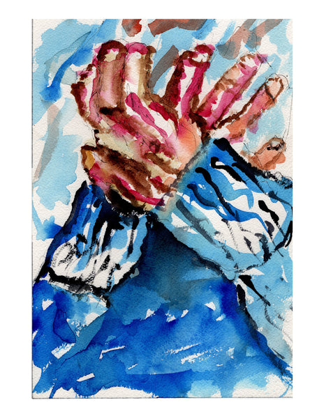 Original signed watercolor painting -The Hands of Solace - Dan Joyce art