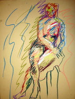 Signed original life drawing pastel sketch on toned paper - Nude #1 - Dan Joyce art