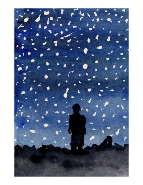 Original signed watercolor painting - The Stars at Night - Dan Joyce art